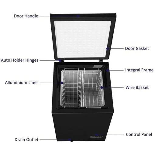Chest Freezer – 3.5 Cu Ft with 2 Removable Baskets – Reach In Freezer Chest – Quiet Compact Freezer – 7 Temperature Settings – Black