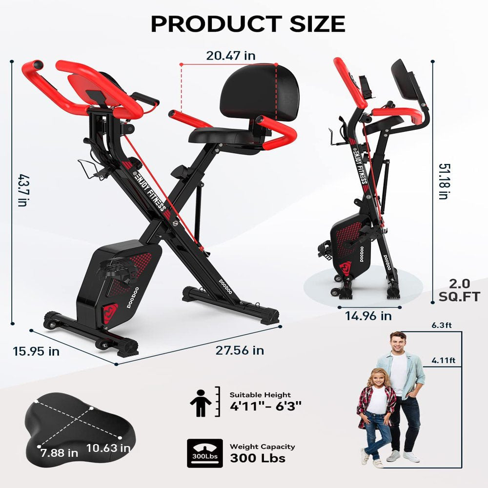 Pooboo 3 In 1 Foldable Exercise Bike Indoor Cycling Bike Workout 300Lb