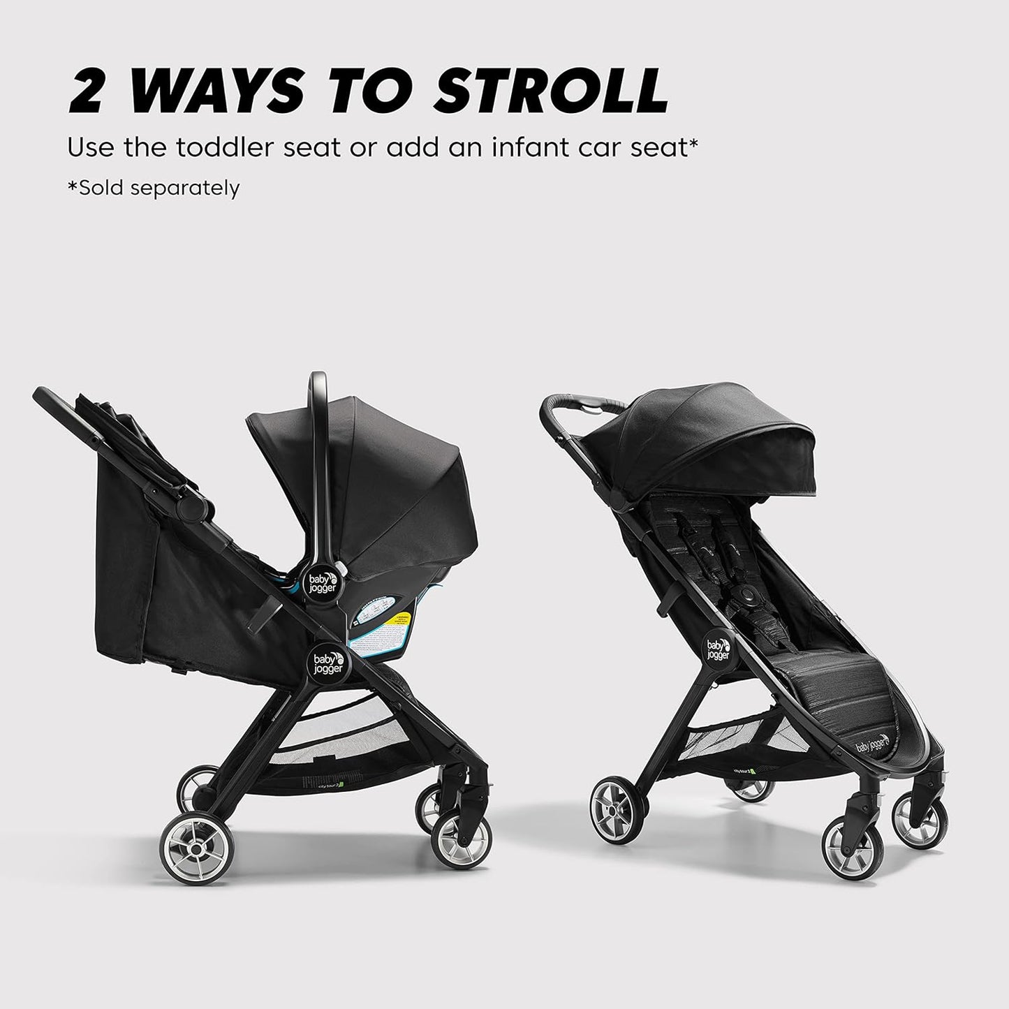 City Tour 2 Ultra-Compact Travel Stroller, Jet, Lightweight, Foldable, Ideal for Traveling