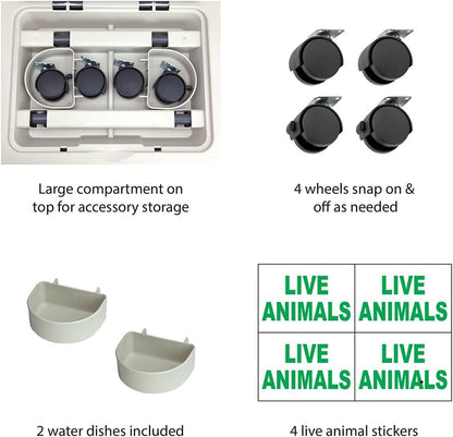 Designs Plastic Kennels Rolling Plastic Airline Approved Wire Door Travel Dog Crate, XXX-Large, Gray