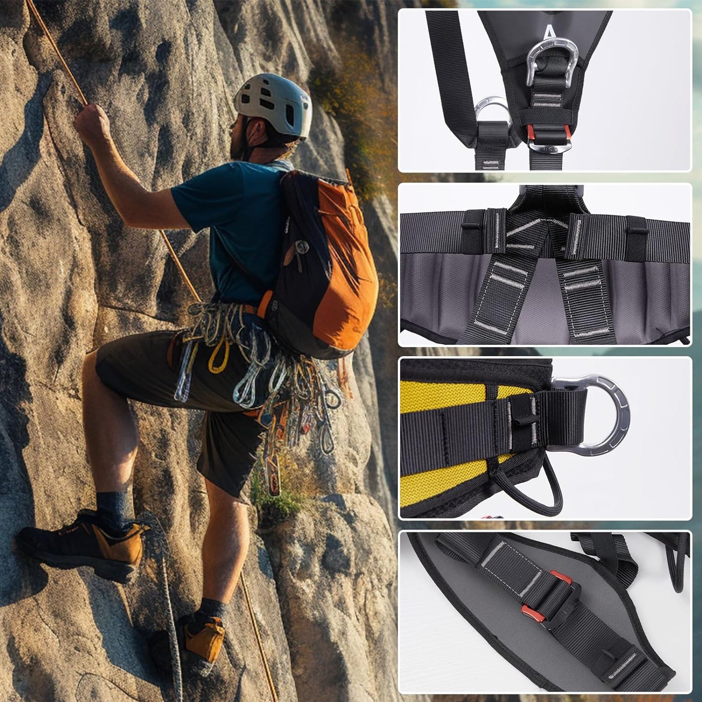 Full Body Climbing Harness Can Be Inverted Thicken Widen Protect Waist Safety Harness Tree Work Rock Climbing Mountaineering Rescuing Work at Height