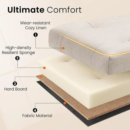 Furniliving Modern Storage Ottoman Bench, Sherpa Ottoman End of Bed Bench with Solid Wood Legs Upholstered Ottoman Benches with Storage Indoor Bench for Living Room with Rolled Arm, Entryway, White