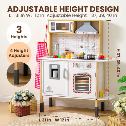 Play Kitchen for Kids - Toy Kitchen Set for Toddlers with Realistic Lights and Sounds, Kids Kitchen Playset with Abundant Toy Food Set