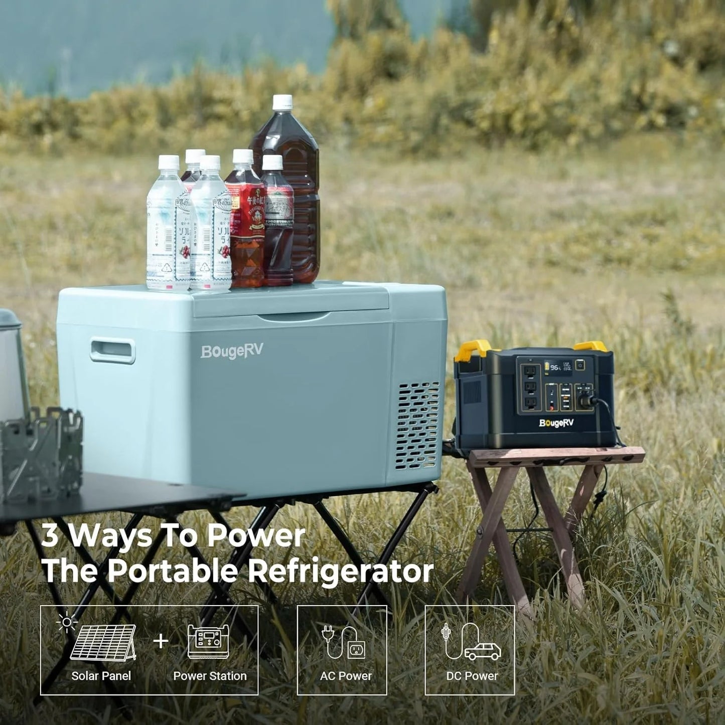 BougeRV 12 Volt Refrigerator 12V Car Fridge 23 Quart Portable Freezer Compressor Cooler 12/24V DC 110~240 Volt AC for Truck Van RV Camper SUV Travel Camping Road Trips Tailgating -7℉~50℉