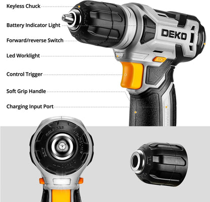 DEKOPRO Tool SetTool Kit with 8V Cordless Drill,Tool Box with Drill,Hand Drill Set for Men & Women,Home Tool Kits for House Repair,Handyman,DIY 126 Piece