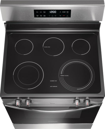 Frigidaire 30-in Glass Top 5 Burners 5.3-cu ft Steam Cleaning Freestanding Electric Range (EasyCare Stainless Steel)