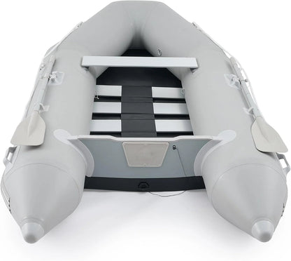 CREWORKS 7.5ft Inflatable Dinghy Boat, 2 Person 660lb Transom Sport Tender Boat with Pump Aluminum Oars Floor, Heavy Duty Inflatable Raft Kayak for Adults