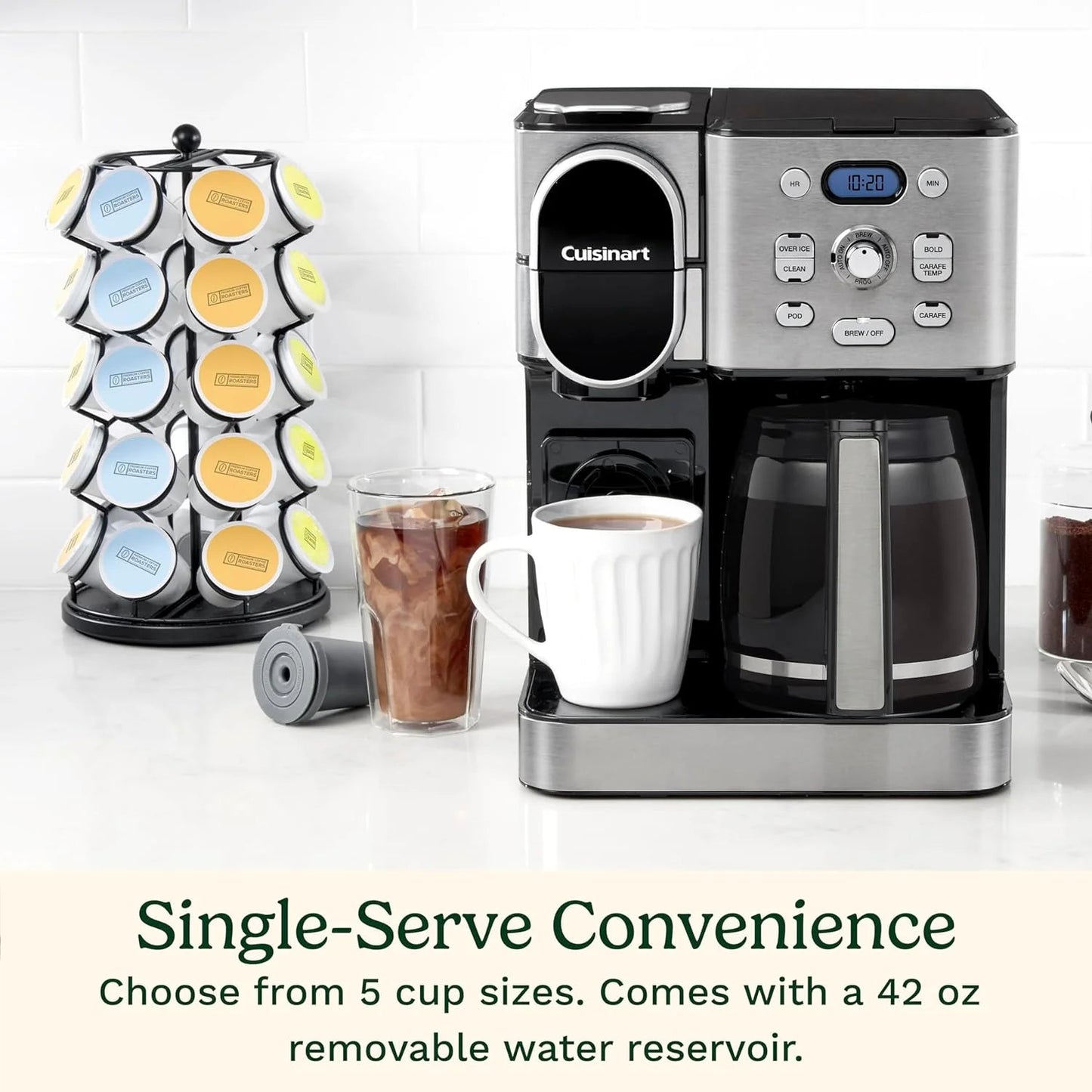 Cuisinart Coffee Maker, 12 Cup Glass Carafe, Automatic Hot & Iced Coffee Maker, Single Server Brewer, Stainless Steel, SS 16