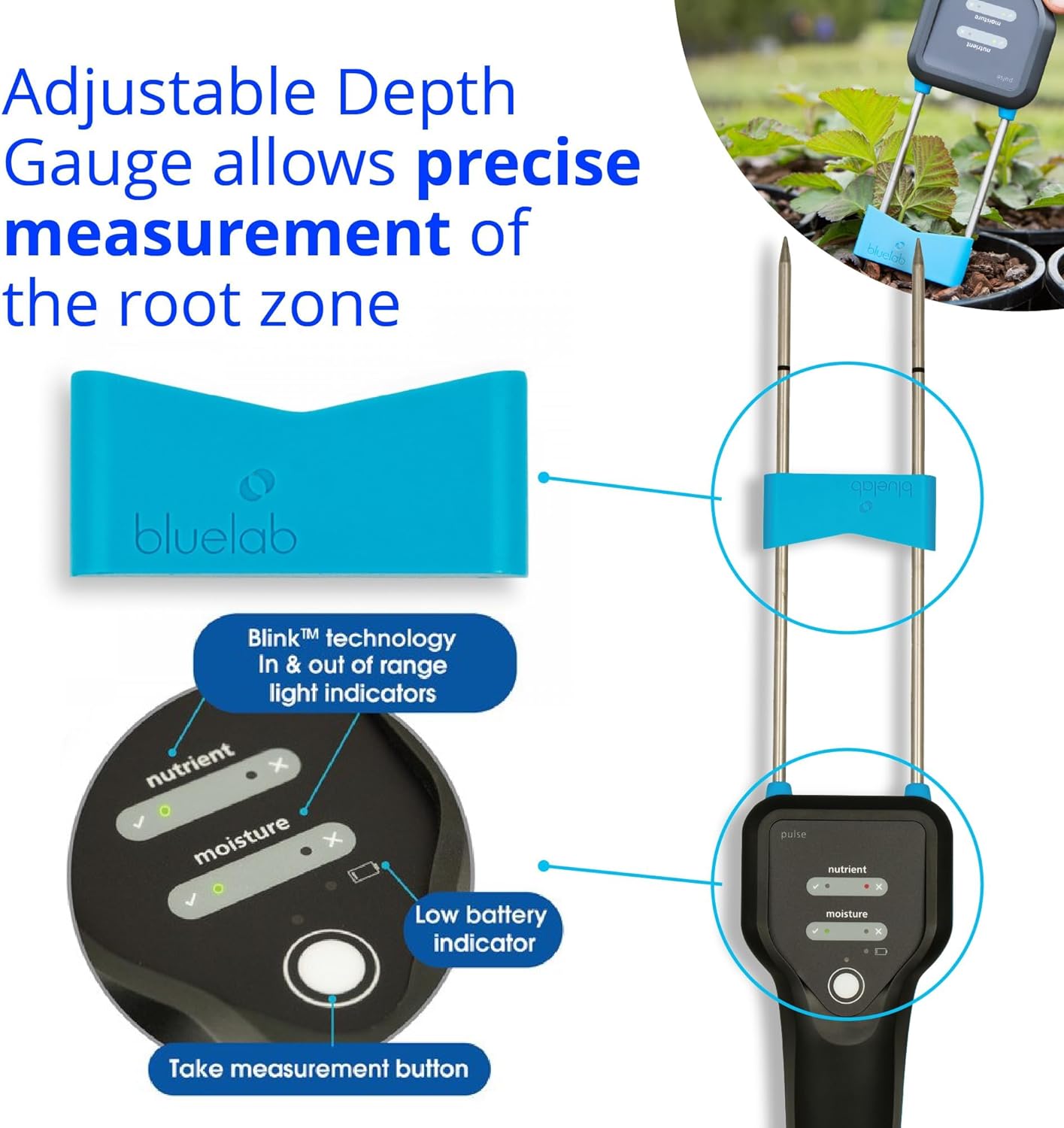 Pulse Meter Water 3-in-1 Moisture/Nutrient (TDS)/Temperature Test Kit for Garden Soil, Coco, and Solution, Ester for Hydroponic System and Indoor Plant Grow, Clear