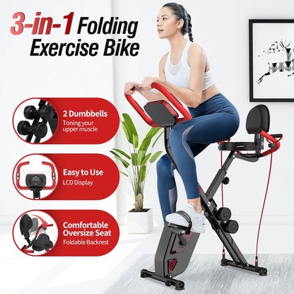 Pooboo 3 In 1 Foldable Exercise Bike Indoor Cycling Bike Workout 300Lb