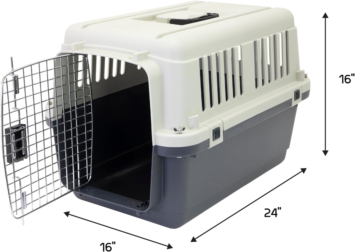 Designs Plastic Kennels Rolling Plastic Airline Approved Wire Door Travel Dog Crate, XXX-Large, Gray