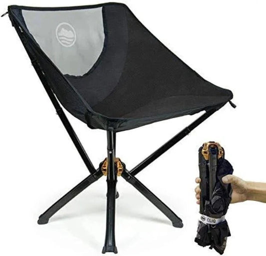 Cliq Camping Chair - Most Funded Portable Chair in Crowdfunding History. | Bottle Sized Compact Outdoor Chair | Sets up in 5 Seconds | Supports 300lbs | Aircraft Grade