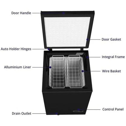 Chest Freezer – 3.5 Cu Ft with 2 Removable Baskets – Reach In Freezer Chest – Quiet Compact Freezer – 7 Temperature Settings – Black