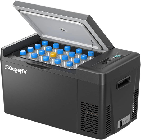 BougeRV 12 Volt Refrigerator 12V Car Fridge 23 Quart Portable Freezer Compressor Cooler 12/24V DC 110~240 Volt AC for Truck Van RV Camper SUV Travel Camping Road Trips Tailgating -7℉~50℉