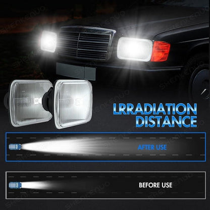 for Ford F 150 F 250 Truck E-150 E-250 Van 5x7'' 7x6'' LED Crystal Clear Glass Lens Headlight Set