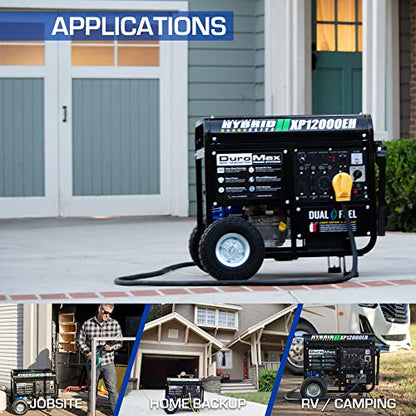 DuroMax XP12000EH Dual Fuel Generator – 12,000W Gas/Propane, 457cc 4-Stroke Engine, EPA/CARB Compliant