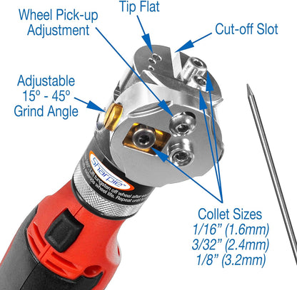 DXCL Hand-Held Cordless Tungsten Sharpener Grinder, Adjustable 15°- 45°, Diamond Ground Tapers (Auburn Red/Auburn R