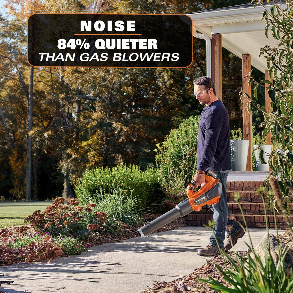 RIDGID 18V Brushless Cordless Leaf Blower, 510 CFM, 130 MPH, with 6.0Ah Battery & Charger