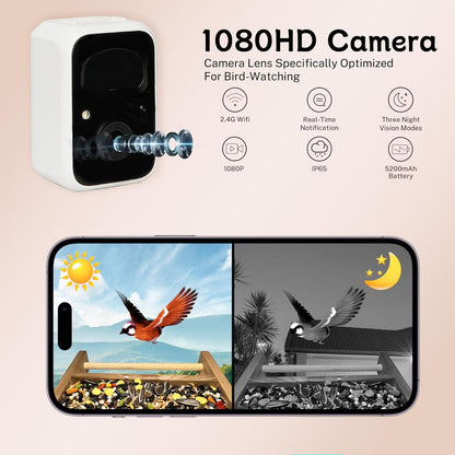 Feeder with Camera, Upgraded Smart Bird Feeder with Solar Powered, AI Identify for 10000 Plus Bird Species, Auto Capture Bird & Real-time Notifications, Ideal Gift for Bird Lovers