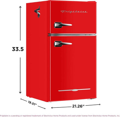 Frigidaire Retro Mini Fridge with Freezer & Side Bottle Opener-Small 2 Door Refrigerator for Office Bar or College Dorm Room-3.1 Cu Ft – 19”"D x 20.5" W x 33.5" H