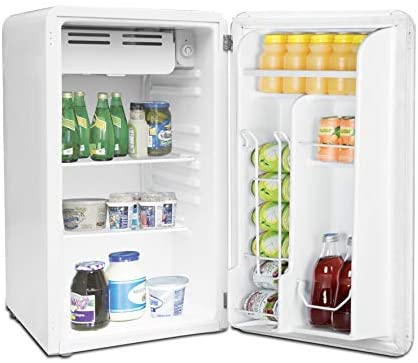 FRIGIDAIRE EFR372-BLACK 3.2 Cu Ft Black Retro Compact Rounded Corner Premium Mini Fridge
