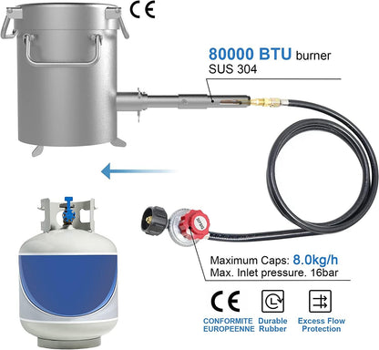 Propane Melting Furnace Kits, 6kg(13LB) Graphite Crucible, Up to 2372 F, Made of Steel Barrel, Smelt Metal,with Goggles and High Temperature Gloves