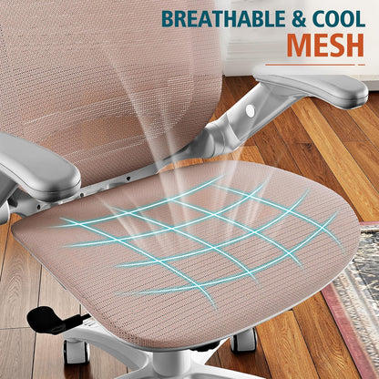GABRYLLY Ergonomic Office Chair, High Back Home Desk Chair with Headrest, Flip-Up Arms, 90-120° Tilt Lock and Wide Cushion, Big and Tall Mesh Chairs for Man Woman, Black Task Chair