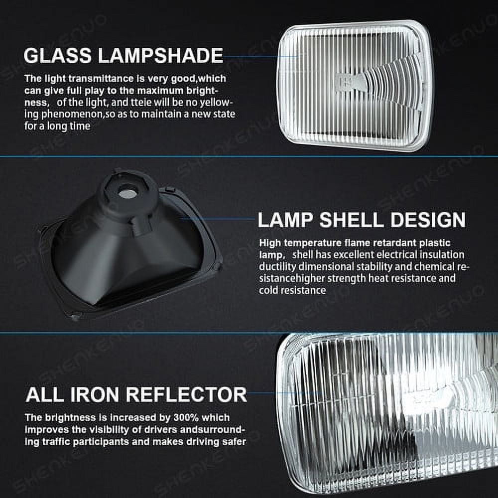 for Ford F 150 F 250 Truck E-150 E-250 Van 5x7'' 7x6'' LED Crystal Clear Glass Lens Headlight Set