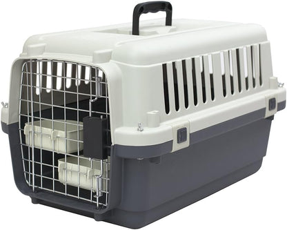 Designs Plastic Kennels Rolling Plastic Airline Approved Wire Door Travel Dog Crate, XXX-Large, Gray