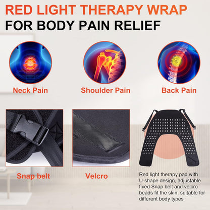 Red Light Therapy for Neck and Shoulder Pain Relief 850nm Near Infrared Therapy Set Wearable Wrap Devices for Upper Back Neck Shoulders Body Muscle Relax Home Use Treatment Pad FDA Cleared