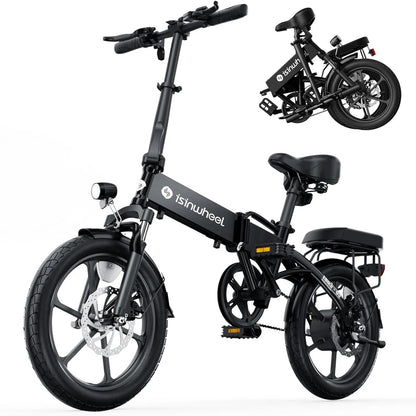 Electric Bike for Adults 500W Motor, 20 mph Folding Ebike, 14"/16"/20" Adults Electric Bicycles with Smart Uphill, 280.8Wh Battery, 25 Miles PAS Range, Mini E Bikes for Adults and Teens-isinwheel
