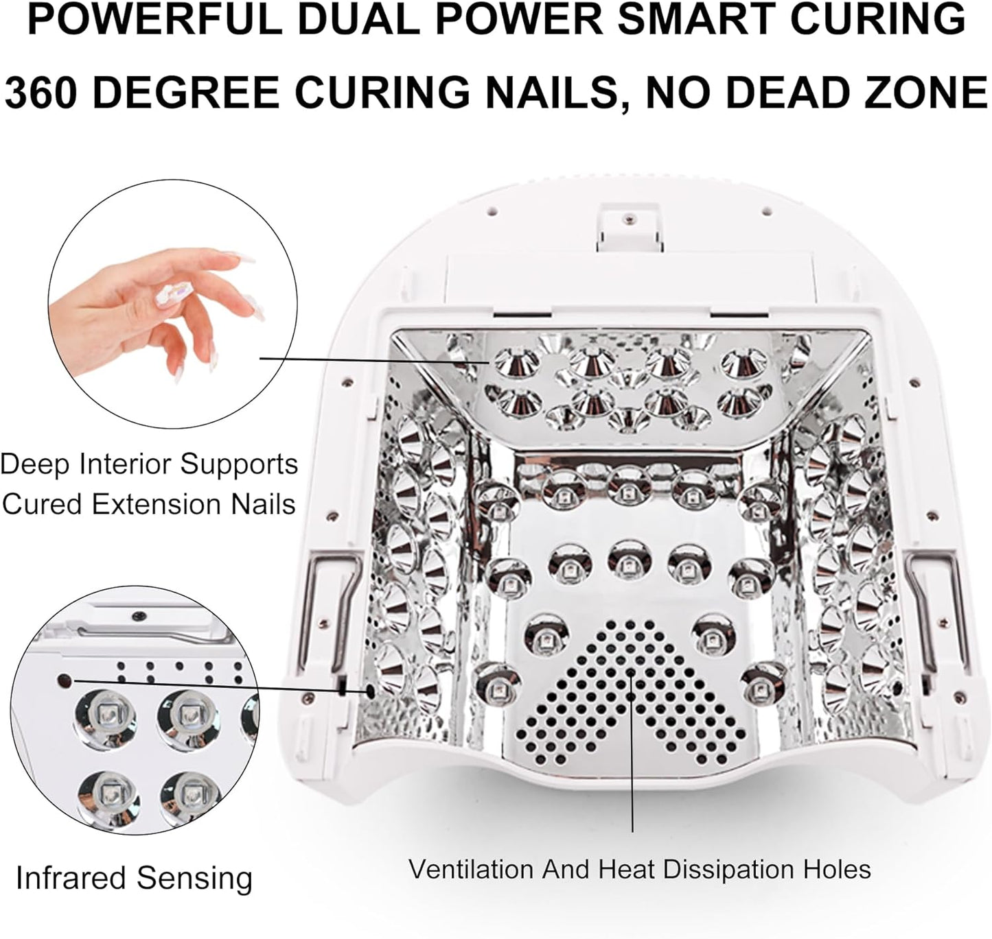 Professional Hybrid 86W Wireless Rechargeable UV LED Nail Curing Lamp Cordless Nail Dryer for Gel Nails, Manicure, Pedicure (Black)