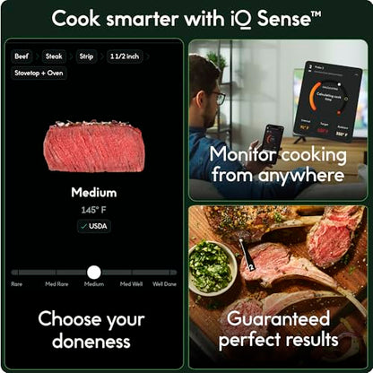 CHEF iQ Sense Smart Wireless Meat Thermometer with 3 Ultra Thin Probes, Unlimited Range Bluetooth Meat Thermometer, Digital Food Thermometer for Remote Monitoring of BBQ Grill, Oven: Home & Kitchen