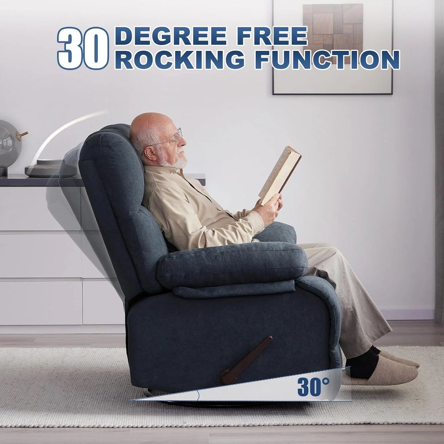Oversized Swivel Recliner Chair for Big Man Grey