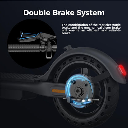 Electric Scooter, 500W Peak Motor, Up to 15.5 MPH, 19 Miles Ranges Foldable Electric Kick Scooter with Dual Braking System, Adults/Youth E Scooter for Commute
