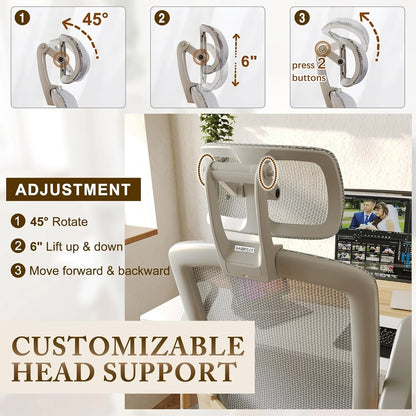 GABRYLLY Ergonomic Office Chair, High Back Home Desk Chair with Headrest, Flip-Up Arms, 90-120° Tilt Lock and Wide Cushion, Big and Tall Mesh Chairs for Man Woman, Black Task Chair