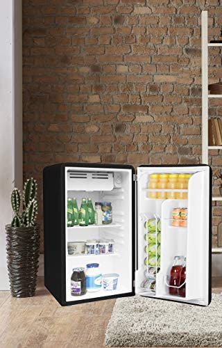 FRIGIDAIRE EFR372-BLACK 3.2 Cu Ft Black Retro Compact Rounded Corner Premium Mini Fridge