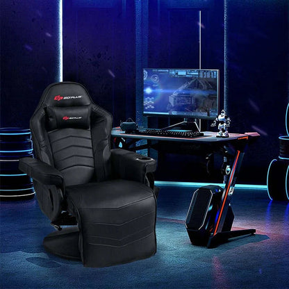 Pu Leather Massage Gaming Chair Ergonomic High Back Racing Style Gaming Recliner With Adjustable Backrest Amp Footrest Cup Holder Side Pouch - Comfortable And Ergonomic Design