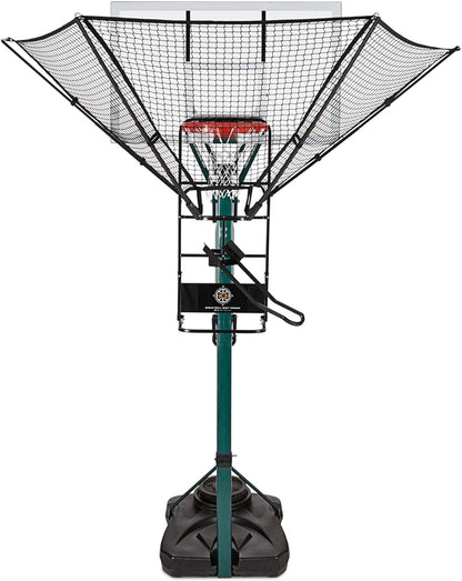 Rebounder Net Return System Portable Shot Trainer for Traditional Pole and Wall Mounted Hoops with Rotating Return Chute