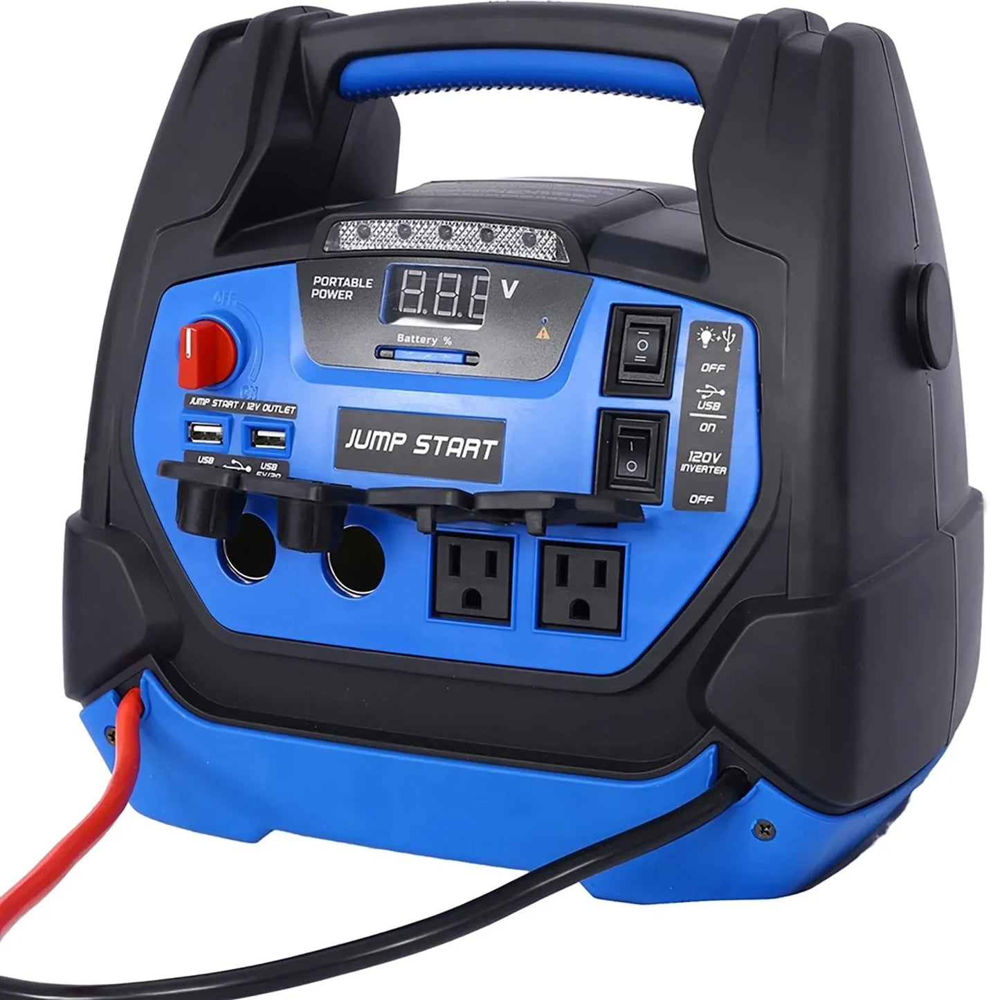 Rechargeable Jump Starter 1800 Amp Battery Jump Starter With Air Compressor Car Tire Inflator For Gas Diesel Vehicles
