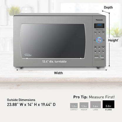 Panasonic Microwave Oven NN-SN966S Stainless Steel Countertop/Built-In with Inverter Technology and Genius Sensor, 2.2 Cubic Foot, 1250W