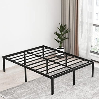 EMODA Queen Bed Frame No Box Spring Needed 18 Inch Heavy Duty Metal Tall Platform Bed Frame