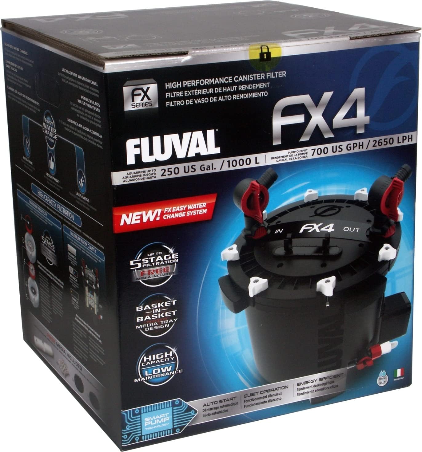 FX6 High Performance Aquarium Filter, Canister Filter for Aquariums up to 400 Gal.