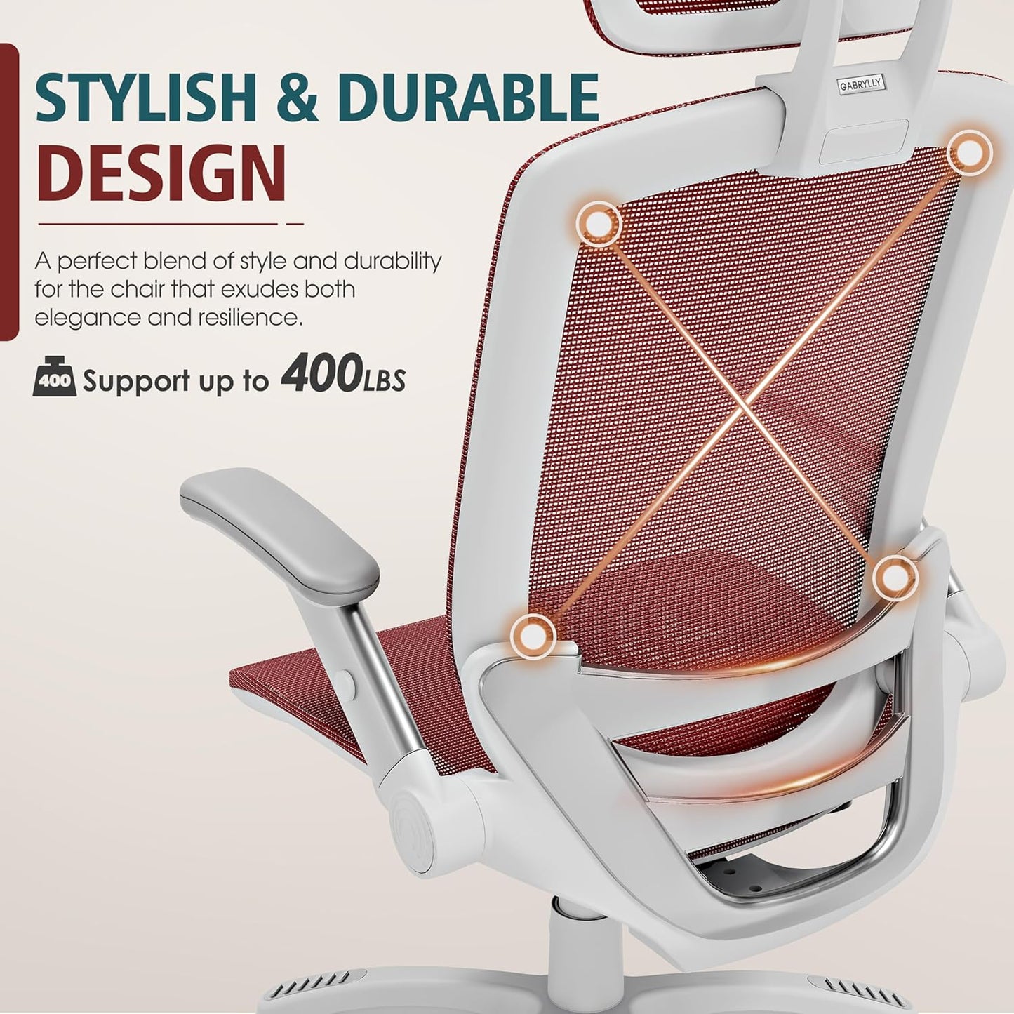 GABRYLLY Ergonomic Office Chair, High Back Home Desk Chair with Headrest, Flip-Up Arms, 90-120° Tilt Lock and Wide Cushion, Big and Tall Mesh Chairs for Man Woman, Black Task Chair