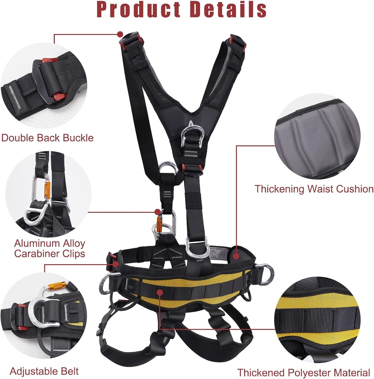 Full Body Climbing Harness Can Be Inverted Thicken Widen Protect Waist Safety Harness Tree Work Rock Climbing Mountaineering Rescuing Work at Height
