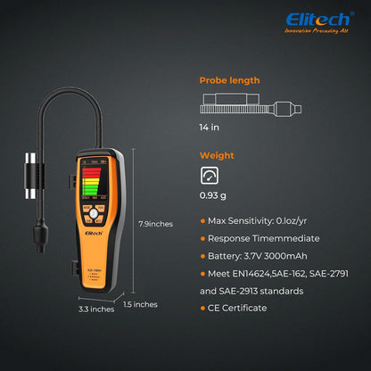 Refrigerant Leak Detector 10 Yrs Infrared Sensor Life Halogen Freon Sniffer, Air Conditioning Detection, Automotive Gas Finder, R22 R410A R134A R1234YF CFCs HCFCs HFCs, ILD-300