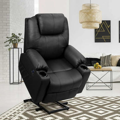 Electric Power Lift Recliner Leather Massage Reclining Sofa Elderly Lift Chair With Lumbar Heating Amp 8 Vibrating Nodes Cup Holder Usb Port - Comfortable And Ergonomic Design